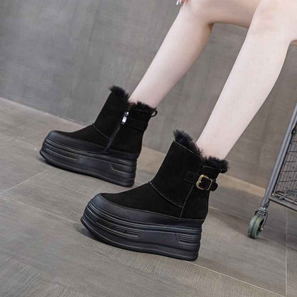 New Thick-soled Height Increasing Insole Cold-proof And Fur-lined Leisure Warm Women's Shoes