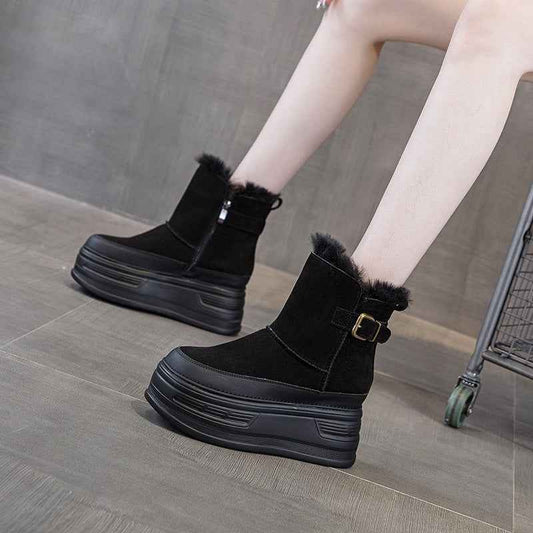 New Thick-soled Height Increasing Insole Cold-proof And Fur-lined Leisure Warm Women's Shoes