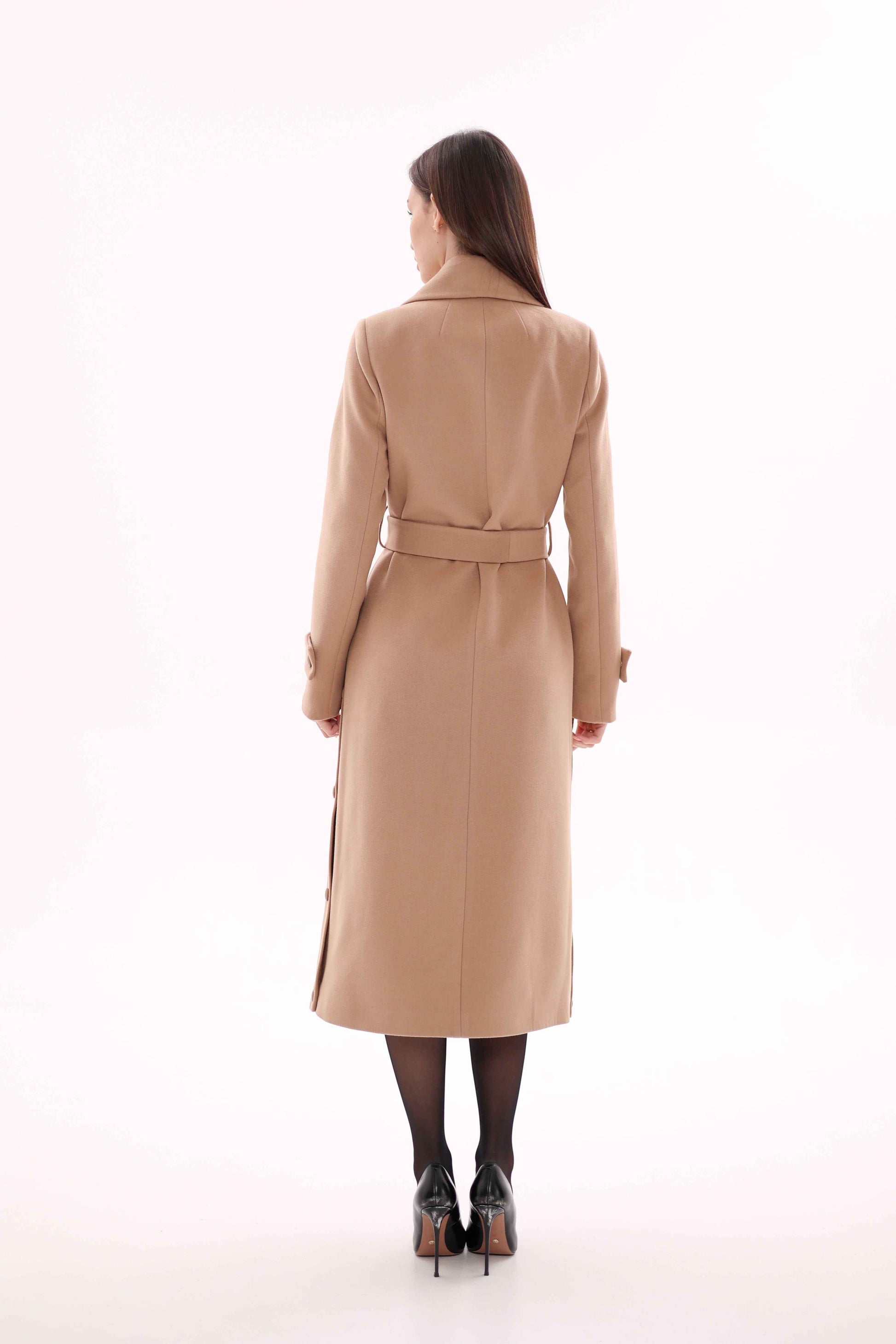 Camille Cashmere Blend Coat in Camel