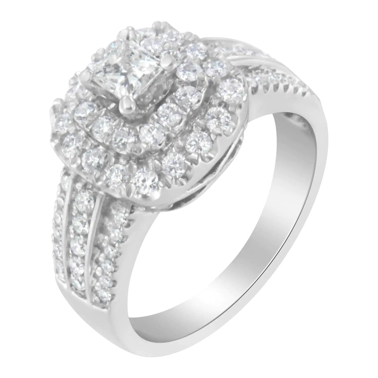 14KT White Gold Luxe Diamond Halo Ring (1ct Total) - Solstik