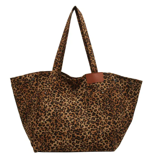 Leopard Print Canvas Tote StyleHandbag - Solstik
