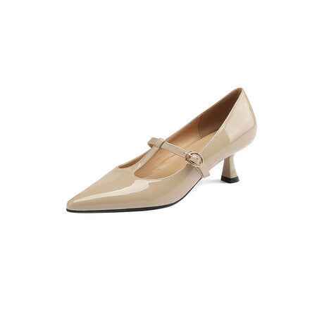 New Spring And Autumn Authentic Leather Square Toe Women's Shoes