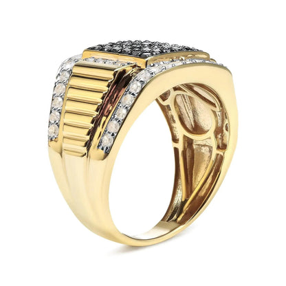 Men's Deluxe 10K Gold Diamond Cluster Ring - Solstik