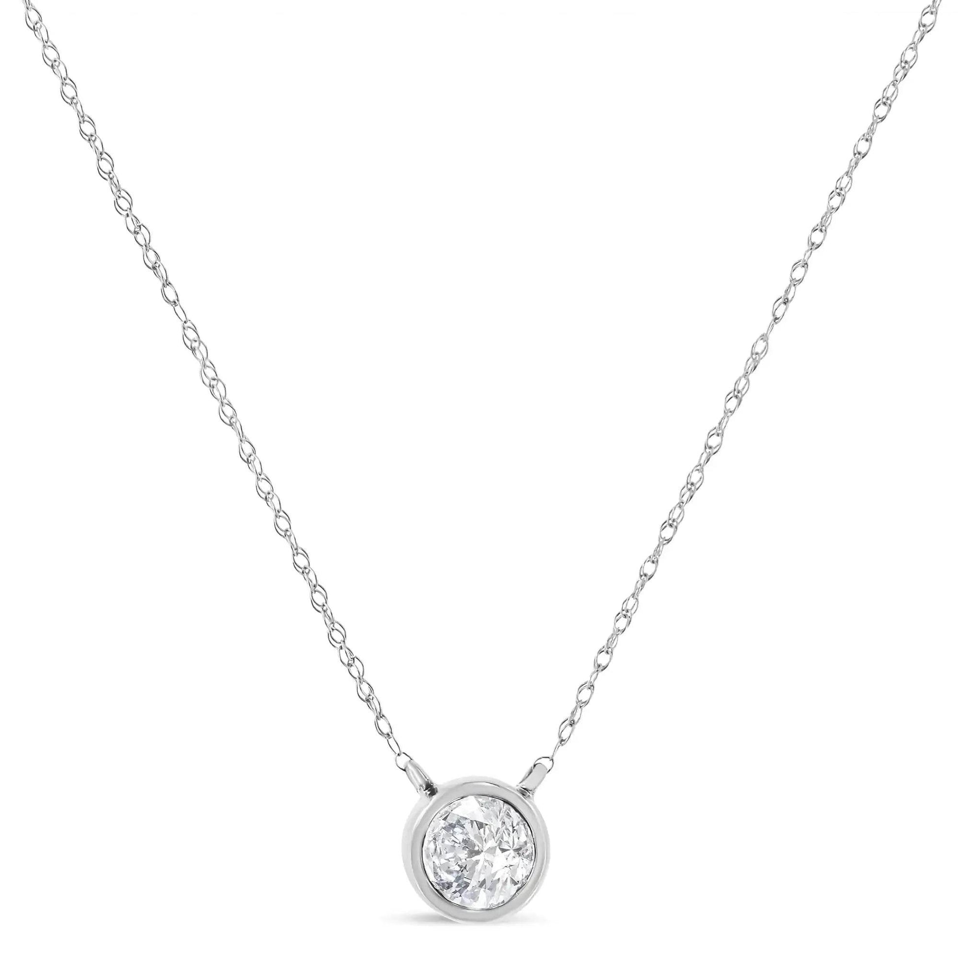 AGS 10K Gold Round Diamond Solitaire Pendant Necklace - Solstik