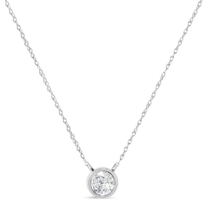 AGS 10K Gold Round Diamond Solitaire Pendant Necklace - Solstik