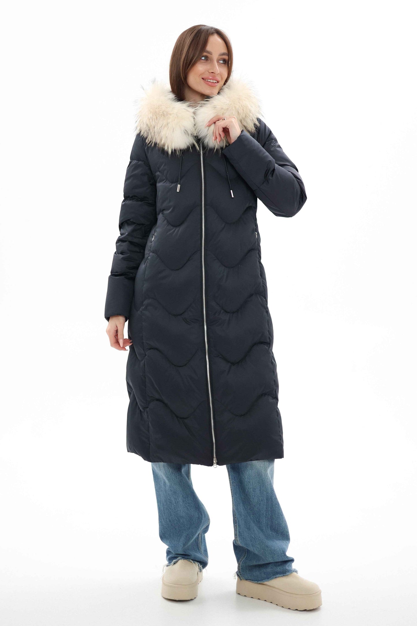 Genuine Fur Trim Down Fill Coat