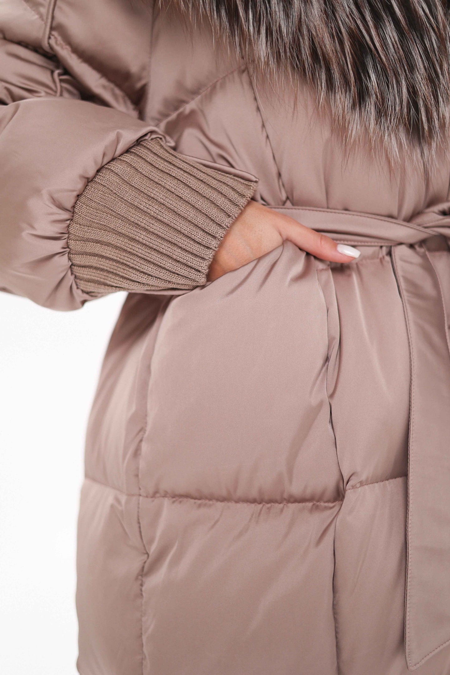 Rei Silver Fox Fully Lined Hood Down Coat in Blush