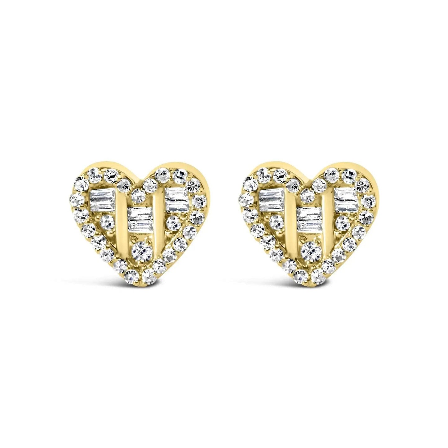 .925 Silver Heart Diamond Studs 1/2 Cttw (I-J, SI2-I1) - Solstik