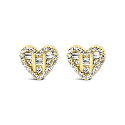 .925 Silver Heart Diamond Studs 1/2 Cttw (I-J, SI2-I1) - Solstik