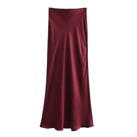 Ladies' Satin Midi Skirt - Solstik