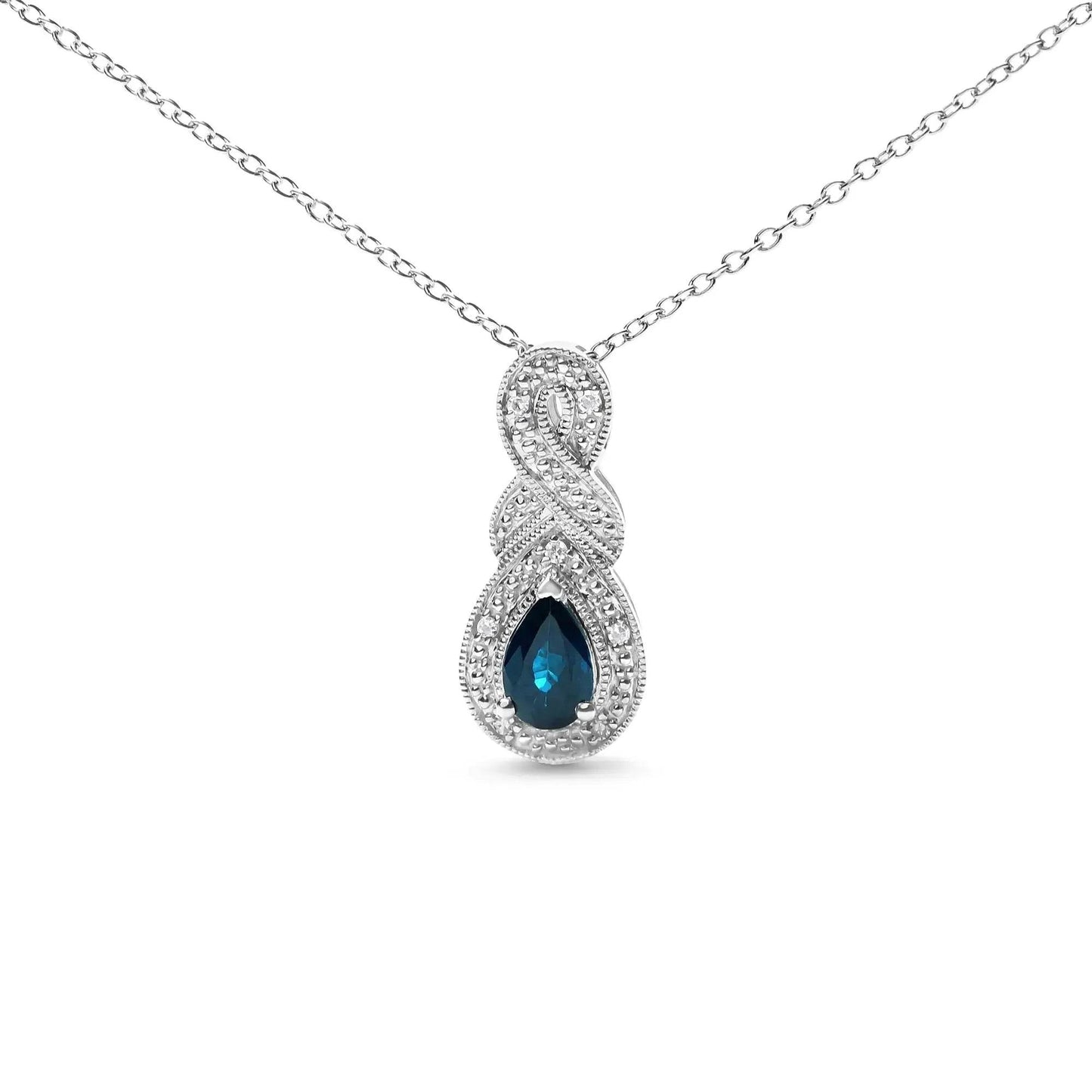 .925 Silver Sapphire & Diamond Infinity Necklace - Solstik