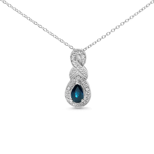 .925 Silver Sapphire & Diamond Infinity Necklace - Solstik