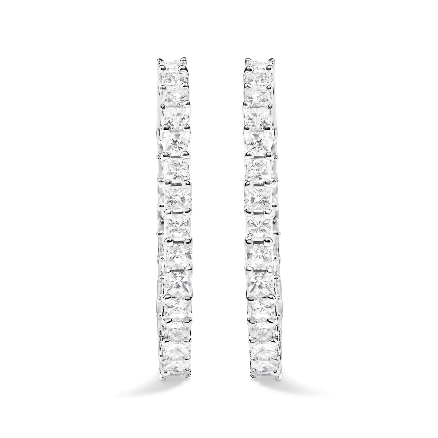 14K Princess Cut Diamond Hoop Earrings - Solstik