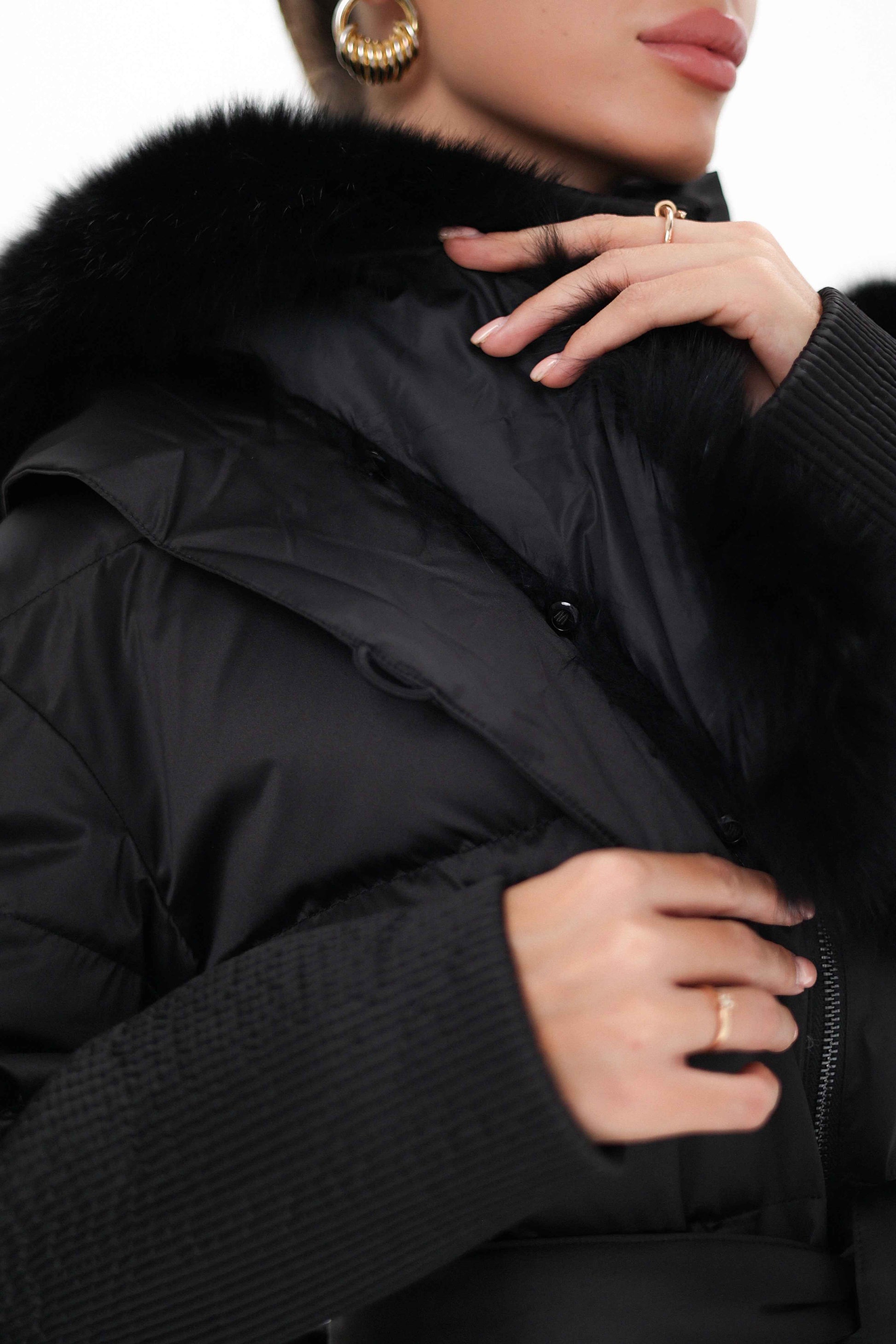 Pre-Order. Re-Stock Ships October 20. Amanda Genuine Fur Trim Down Fill Coat
