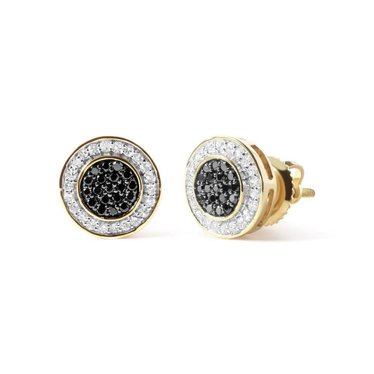 Men's 10K Gold Dual-Tone Diamond Stud Earrings - Solstik