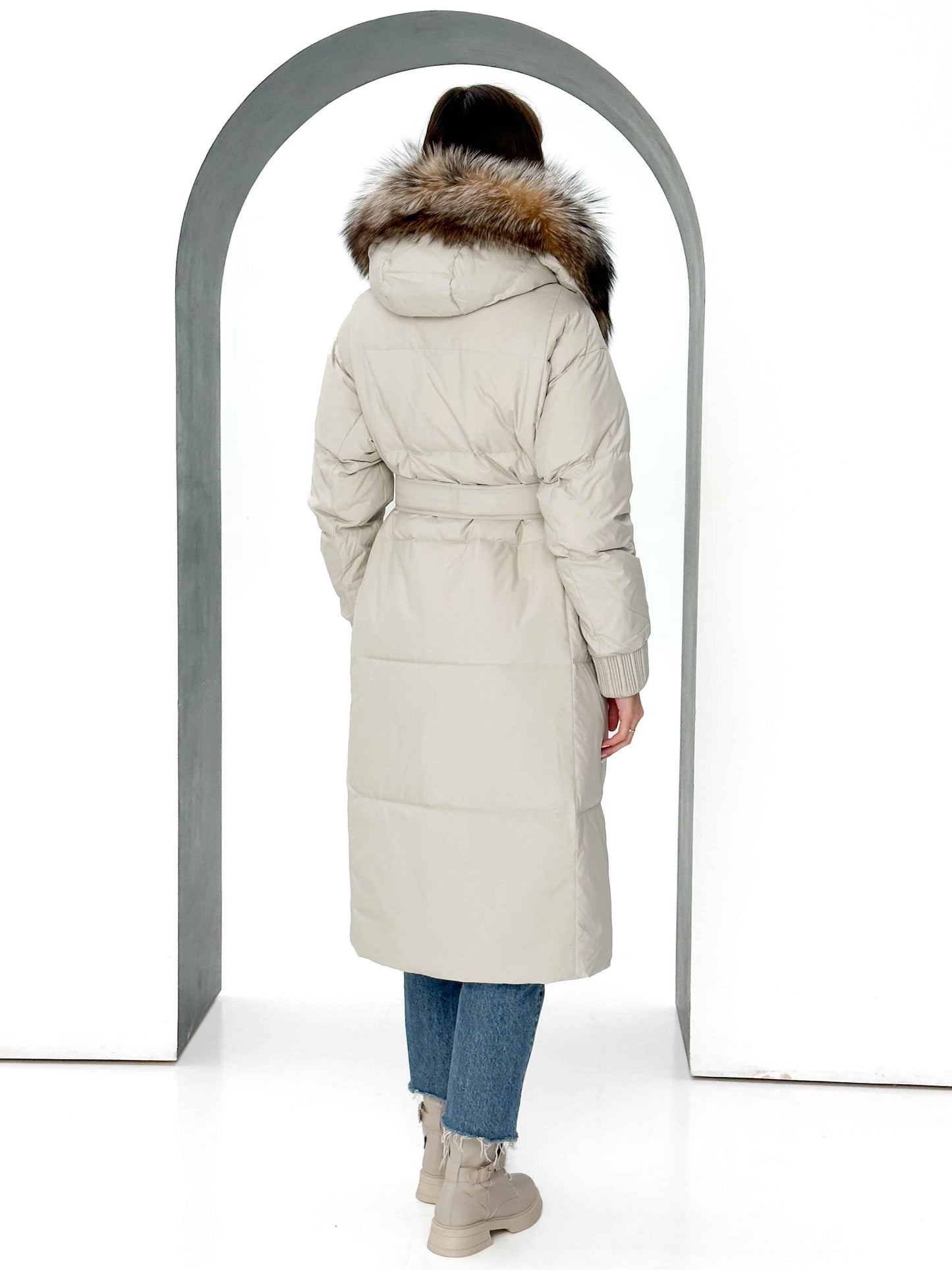Alice Genuine Silver Fox Down Fill Coat