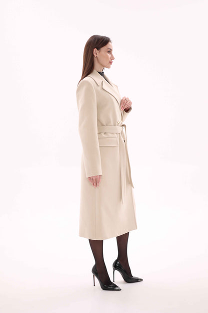 Denise Cashmere Blend Overcoat in Nude