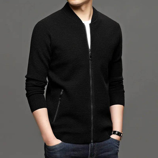 Men's Fashion Solid Color Knitted Jacket for Business - Solstik