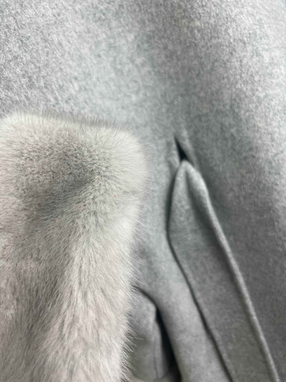Genuine Scandinavian Mink Fur Virgin Wool Coat