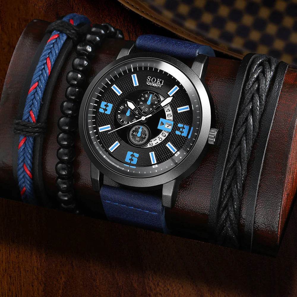 Men's Business Quartz Watch Set -Fashion Jewelry - Solstik