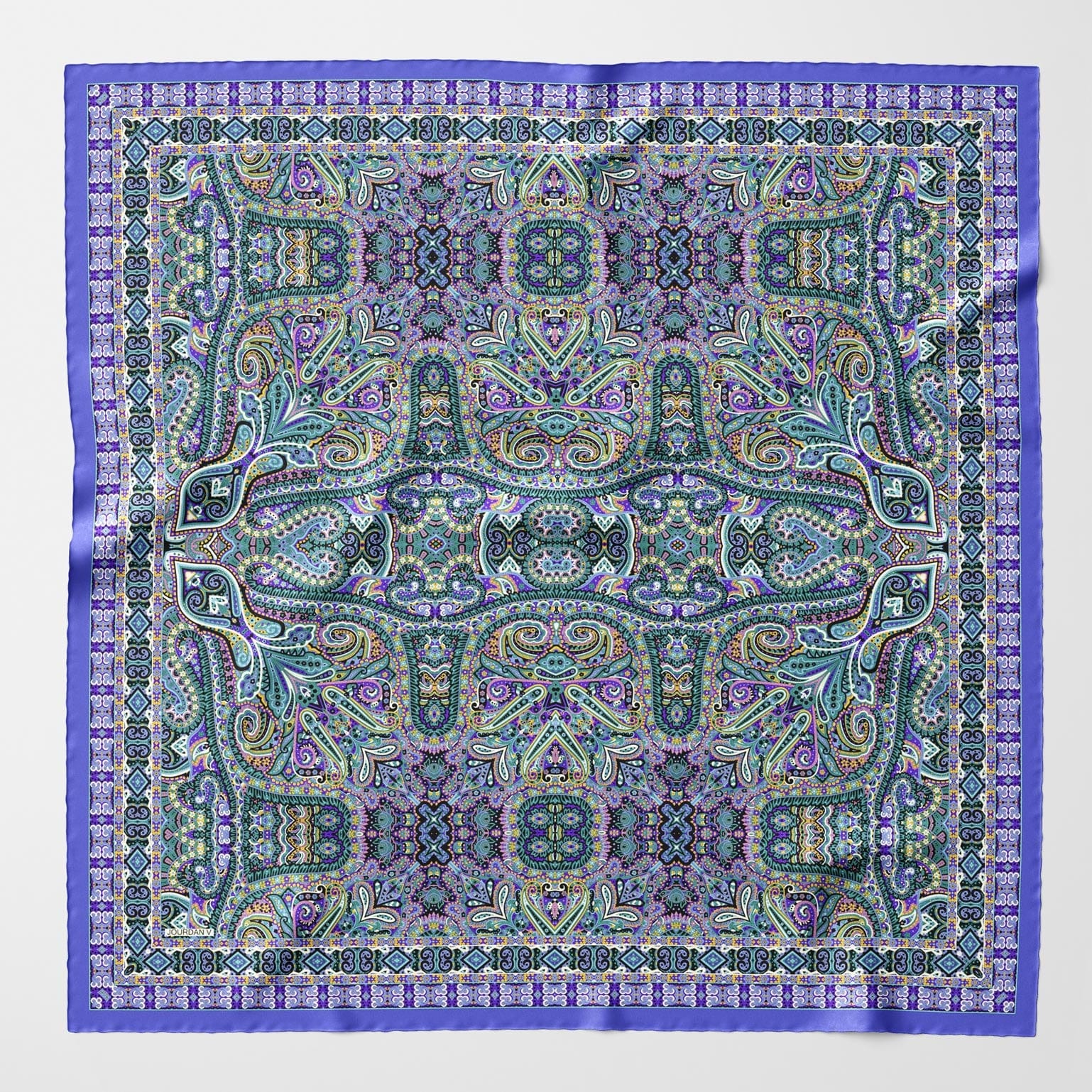Ambra - Silk Scarf Shawl - Blueberry - Solstik
