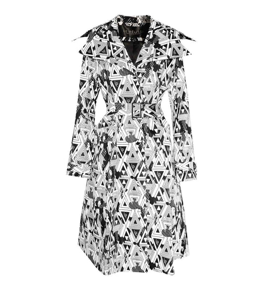Amour Geometric Long Trench Coat – Modern Women’s Outerwear