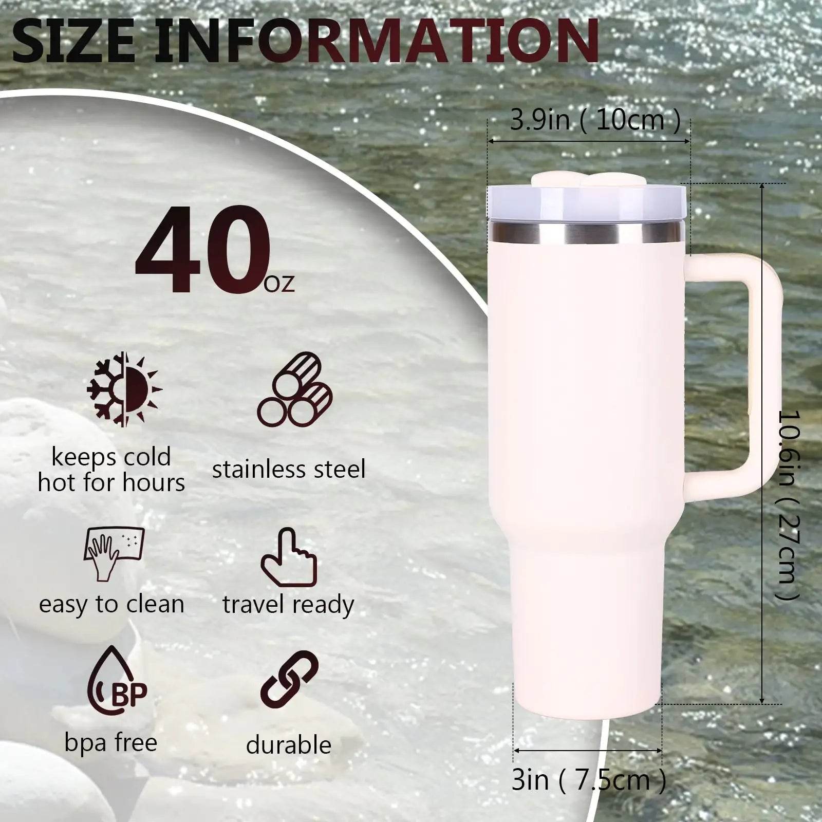40oz V2 large capacity tumbler, With Handle And Straw Lid, Insulated Reusable Stainless Steel Water Bottles Travel Mug Coffee Cup car cup water cup For Men Women Outdoor Camping Driving, gift - Solstik