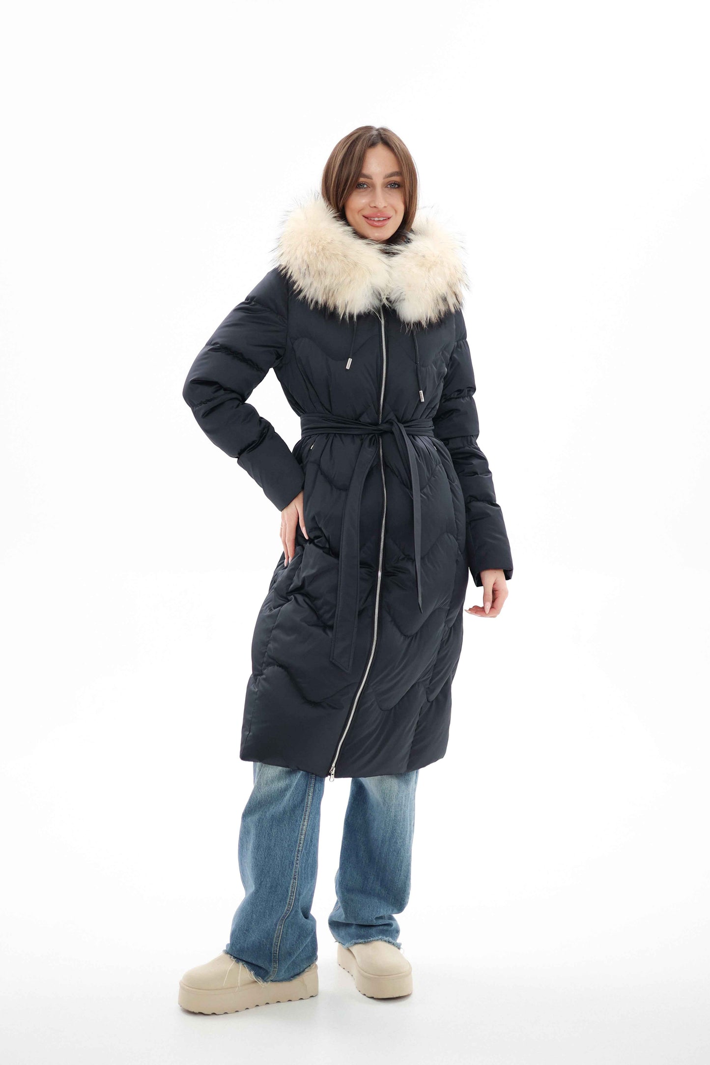 Genuine Fur Trim Down Fill Coat