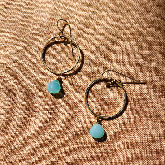 AQUA CHALCEDONY SMALL HOOP EARRINGS
