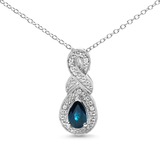 .925 Silver Sapphire & Diamond Infinity Necklace - Solstik