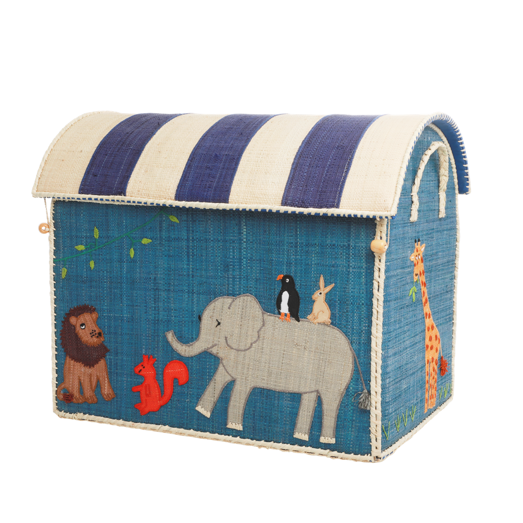 Raffia Storage Baskets Set with Animal Theme - Set of Three