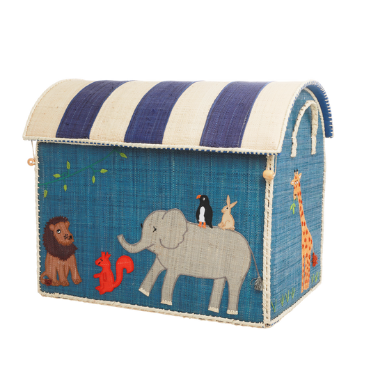 Raffia Storage Baskets Set with Animal Theme - Set of Three