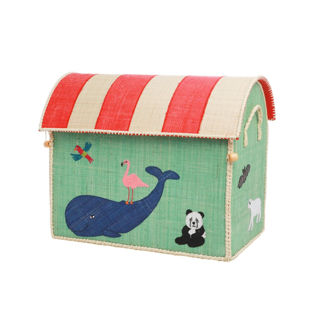 Raffia Storage Baskets Set with Animal Theme - Set of Three