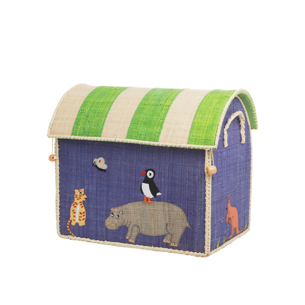 Raffia Storage Baskets Set with Animal Theme - Set of Three