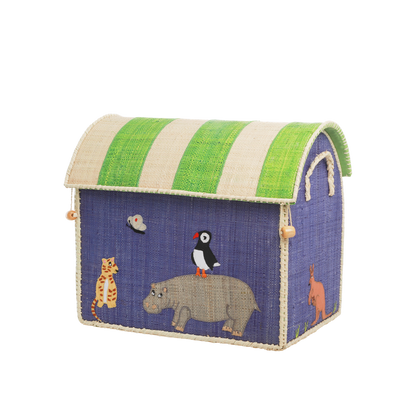Raffia Storage Baskets Set with Animal Theme - Set of Three