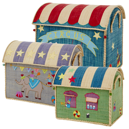 Raffia Storage House - Circus theme Set of 3