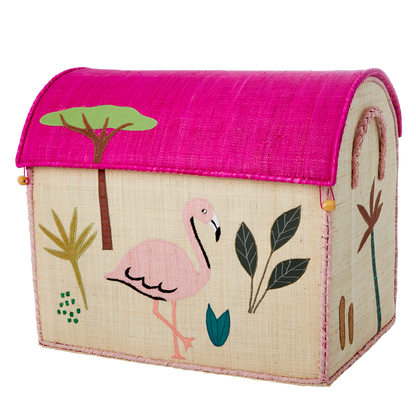 Raffia Storage Baskets with Jungle Pink Theme - Set of Three