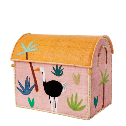 Raffia Storage Baskets with Jungle Pink Theme - Set of Three