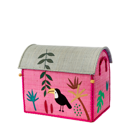 Raffia Storage Baskets with Jungle Pink Theme - Set of Three