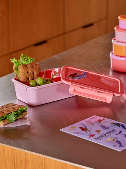 Large Square Lunchbox with 3 Inserts - Pink Print