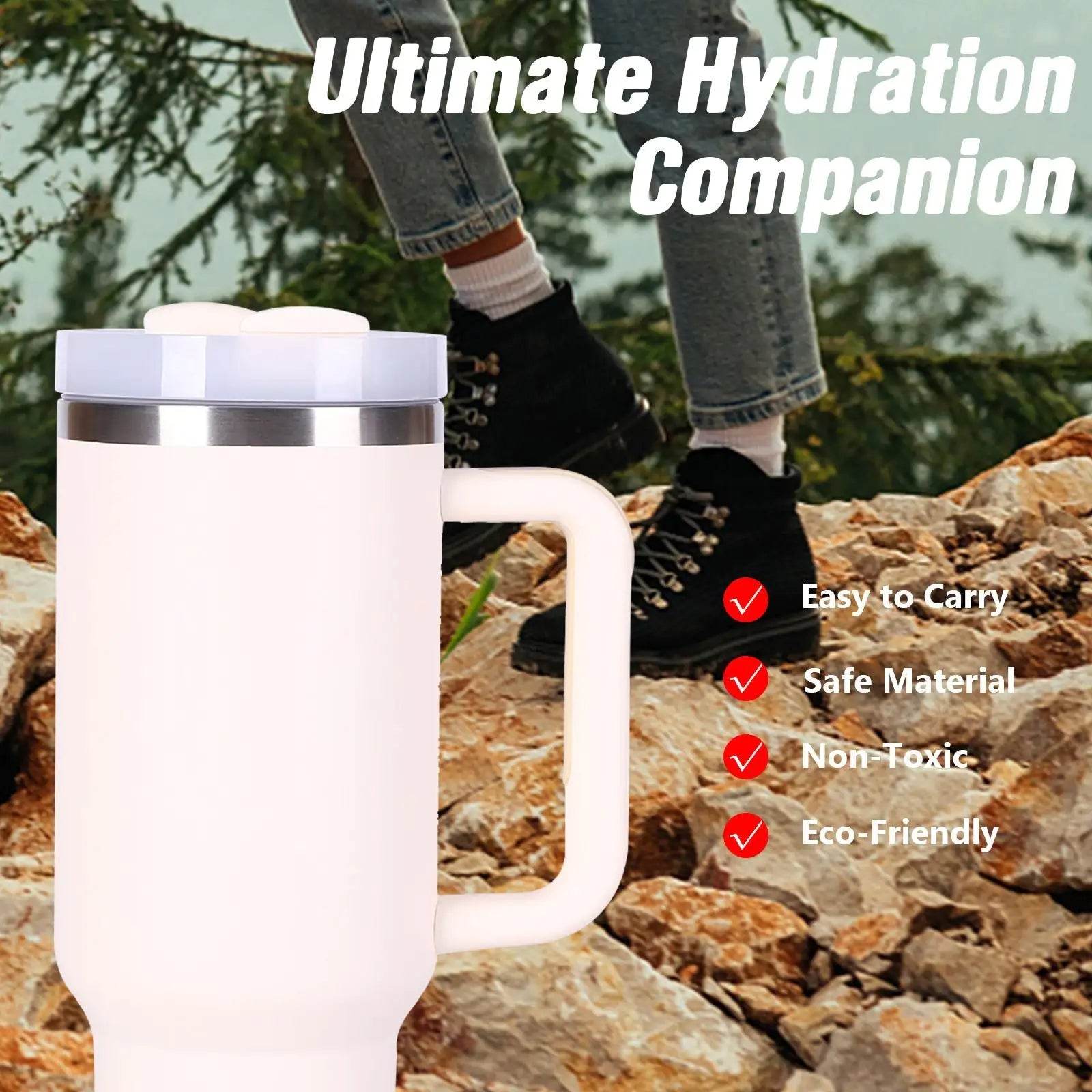 40oz V2 large capacity tumbler, With Handle And Straw Lid, Insulated Reusable Stainless Steel Water Bottles Travel Mug Coffee Cup car cup water cup For Men Women Outdoor Camping Driving, gift - Solstik