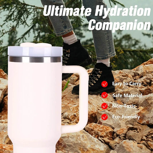 40oz V2 large capacity tumbler, With Handle And Straw Lid, Insulated Reusable Stainless Steel Water Bottles Travel Mug Coffee Cup car cup water cup For Men Women Outdoor Camping Driving, gift - Solstik