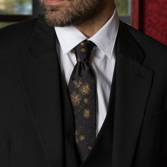 Silvio - Silk Jacquard Tie - Black - Solstik