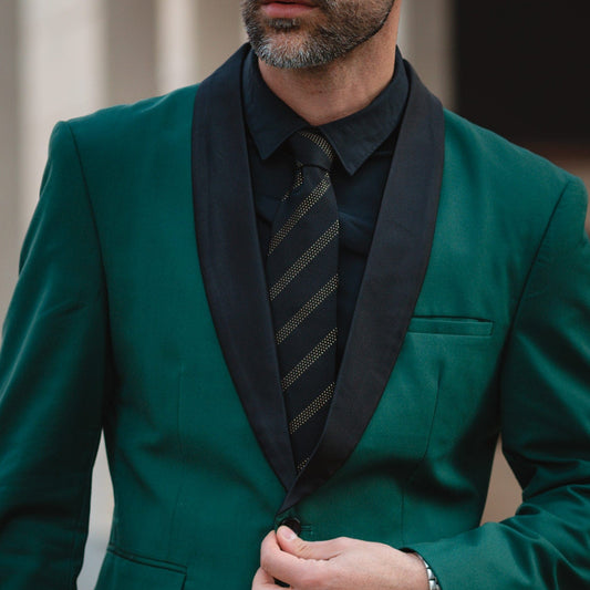Milano - Silk Jacquard Tie - Black and Gold - Solstik