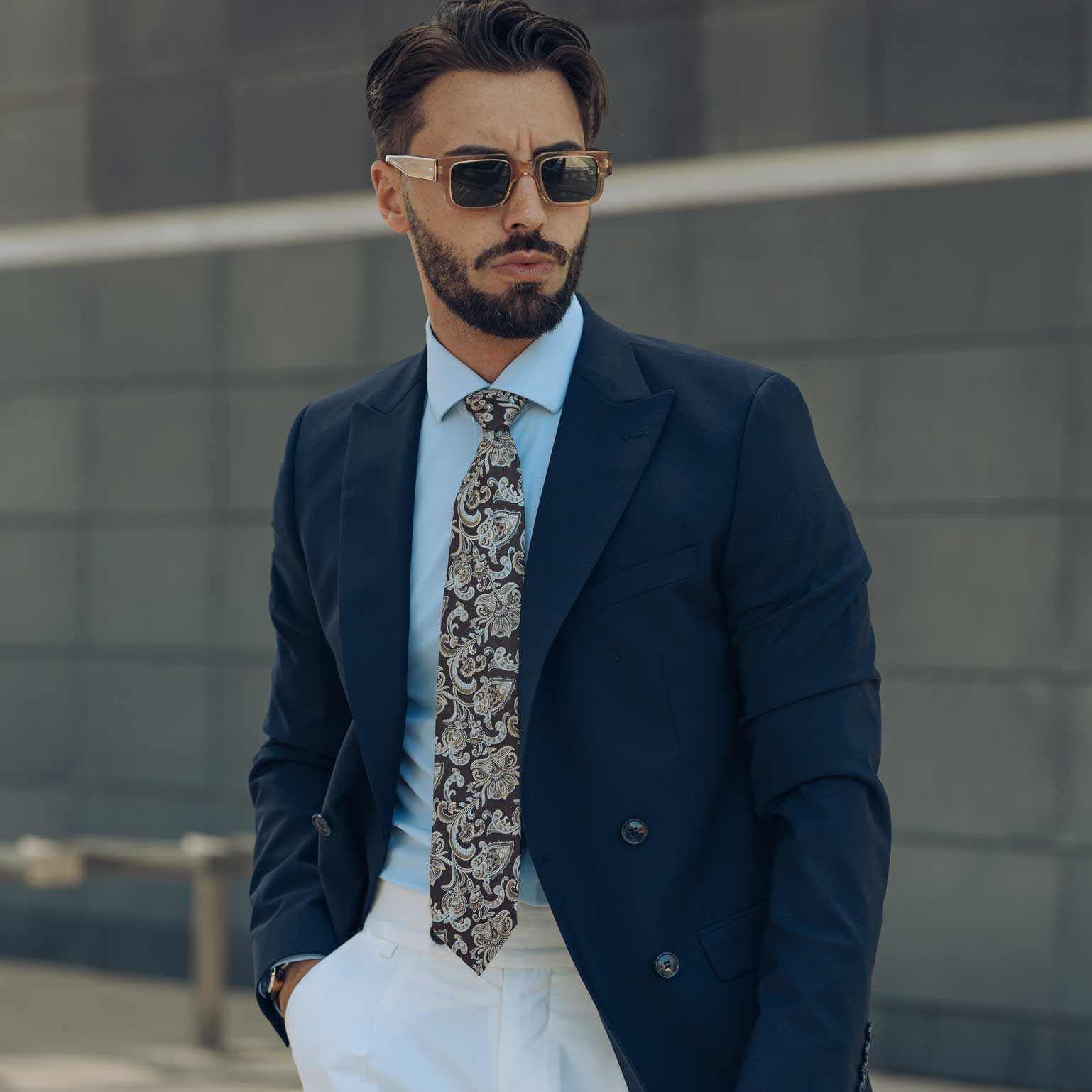 Novara - Printed Silk Tie - Brown - Solstik