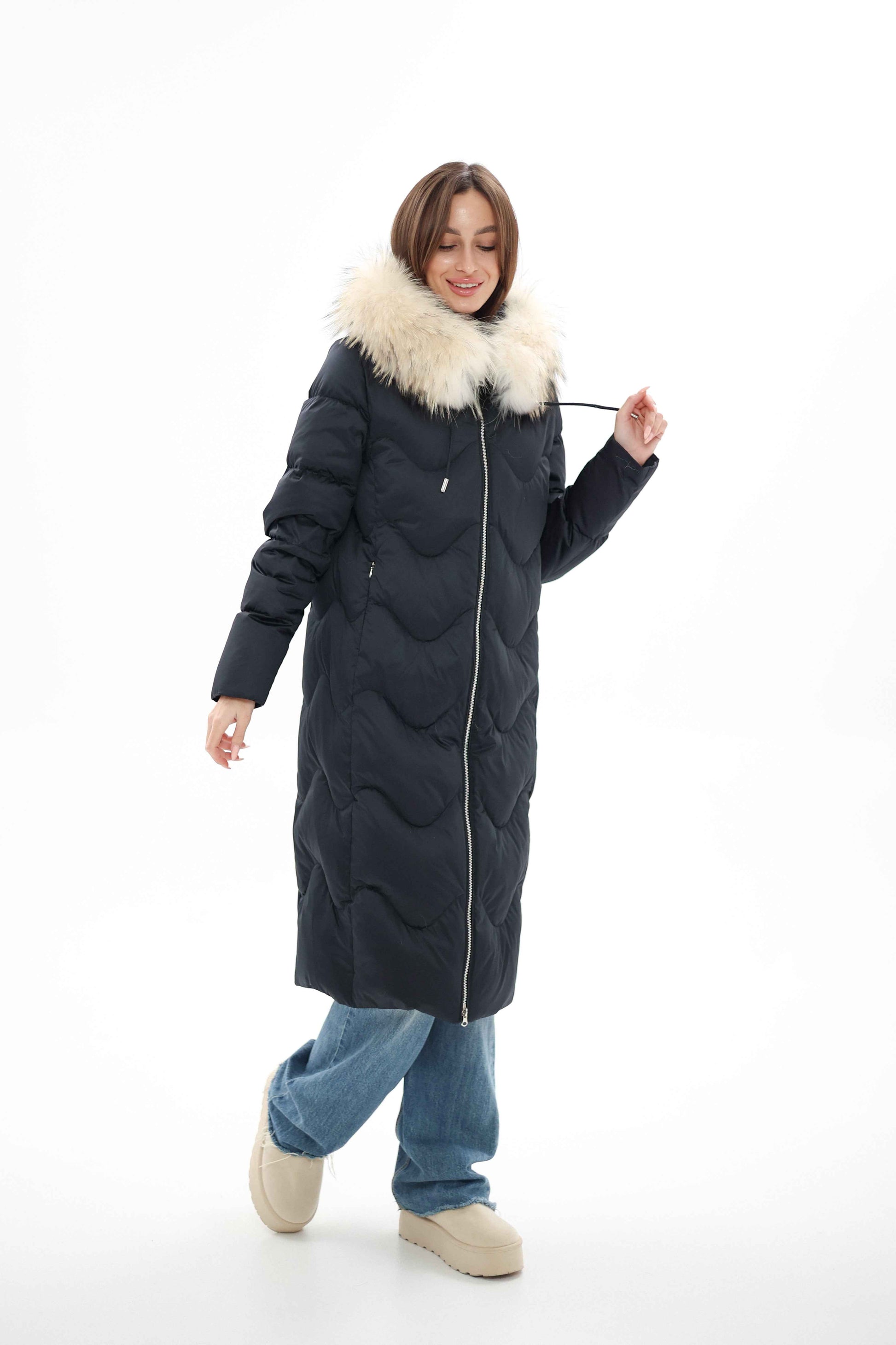 Genuine Fur Trim Down Fill Coat