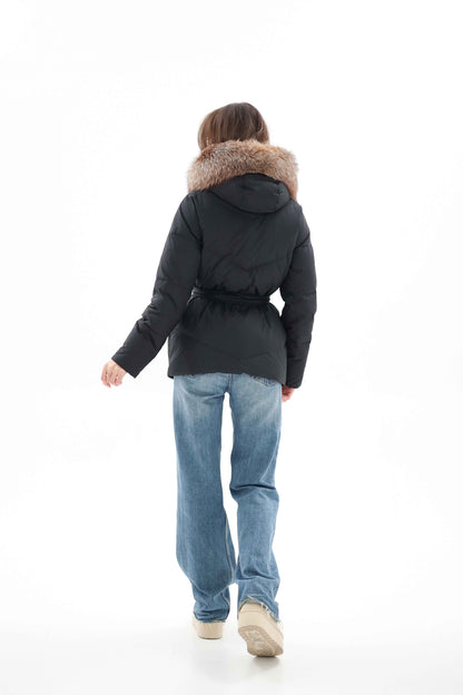 Genuine Silver Fox Fur Down Insulated Parka