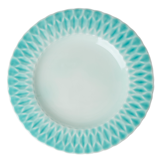 Ceramic Dinner Plate - Aqua. Set of 6 plates