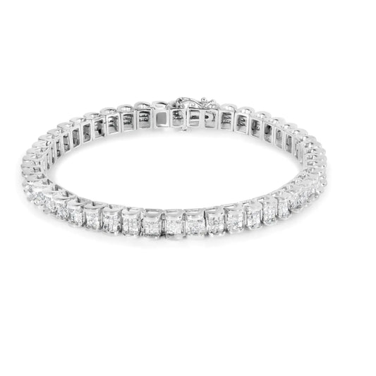 14K White Gold Princess Diamond Bracelet 3ct H-I SI1-SI2 - Solstik