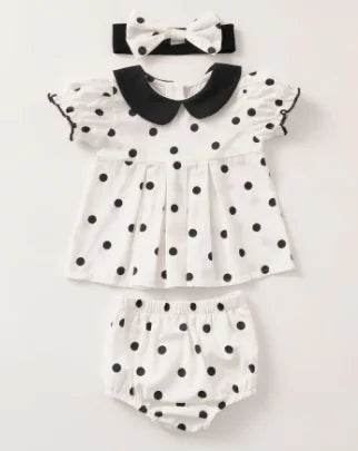 Elizabet Polka Dot Baby Girl Summer Outfit Set - Solstik #